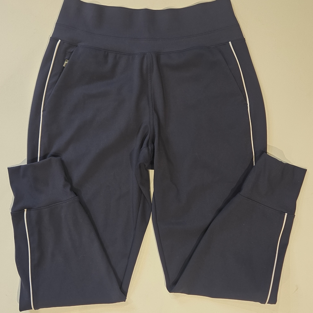Athleta Venice High Rise Track Navy & bright White Stripe Jogger Women's Size M - Picture 7 of 11
